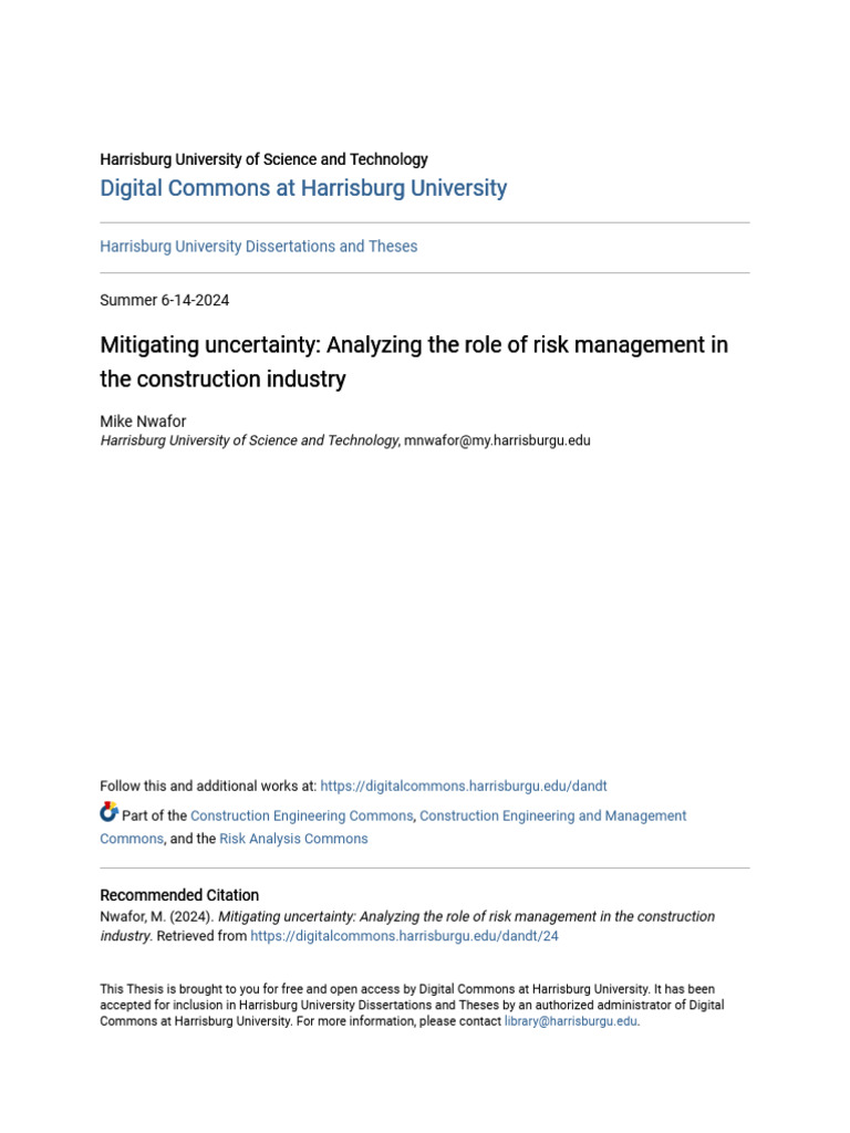 Risk Management in Construction Projects | PDF | Risk Management | Risk
