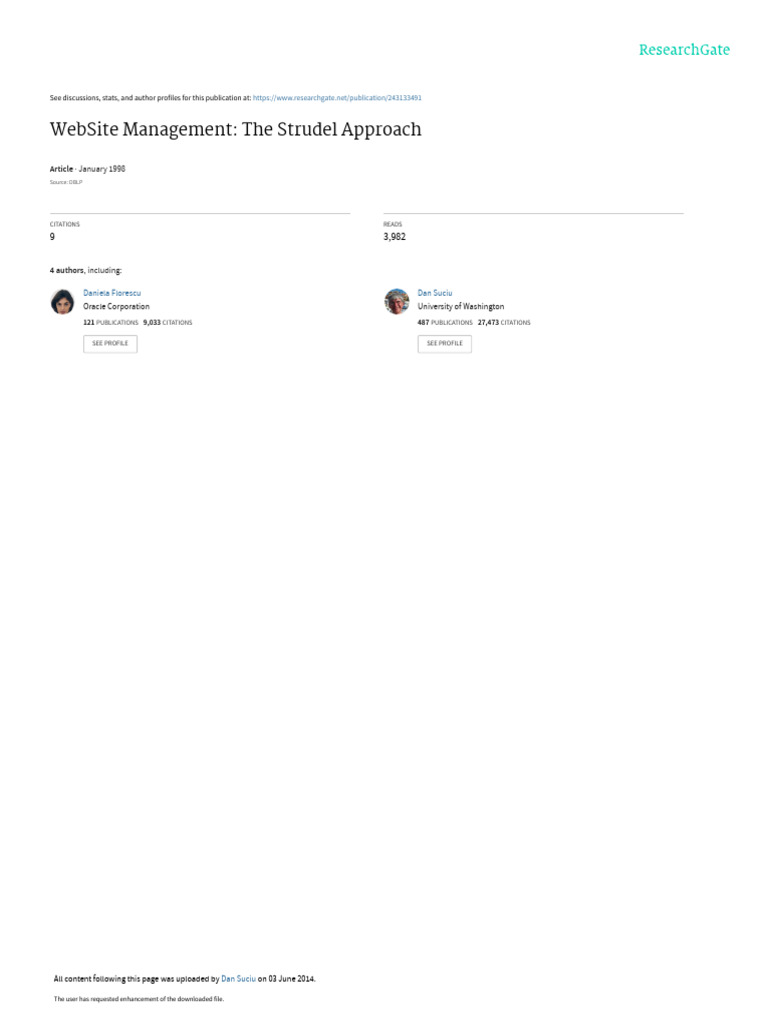 WebSite Management The Strudel Approach | PDF | Websites | World Wide Web
