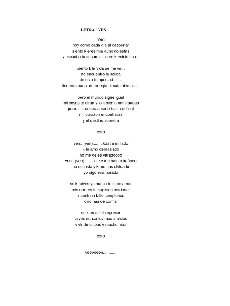 LETRA Ven | PDF