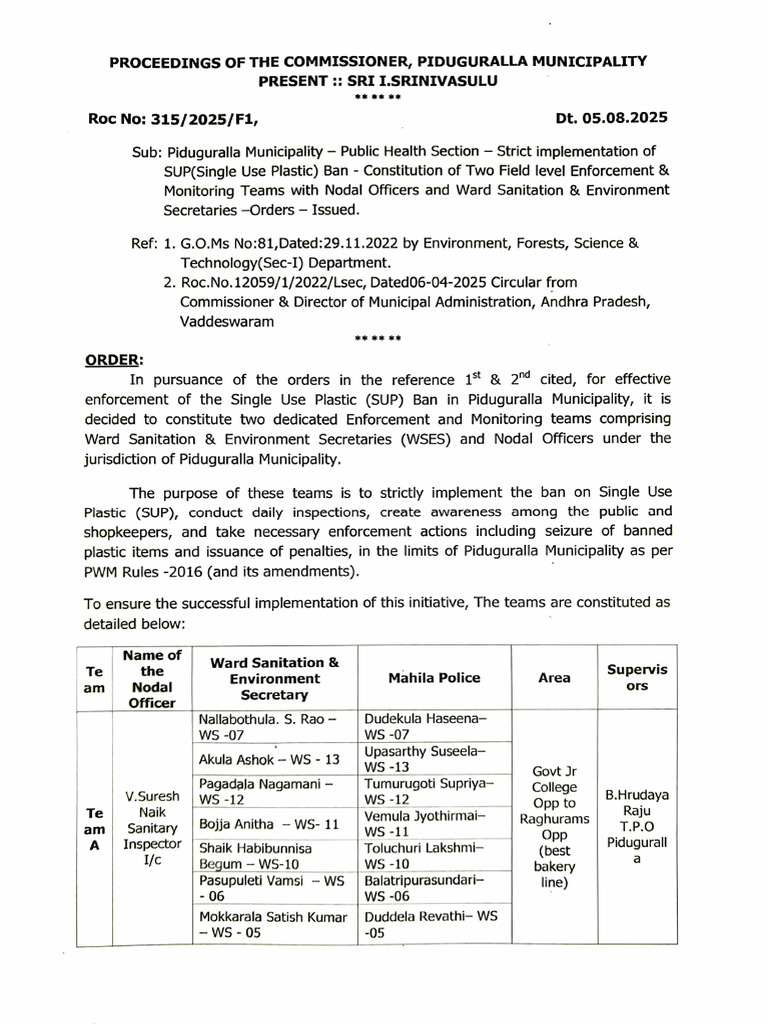 Teams For SUP Ban Implementation 5.8.25 | PDF