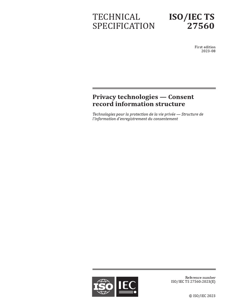 ISO/IEC 27560:2023 Consent Record Structure | PDF | International ...