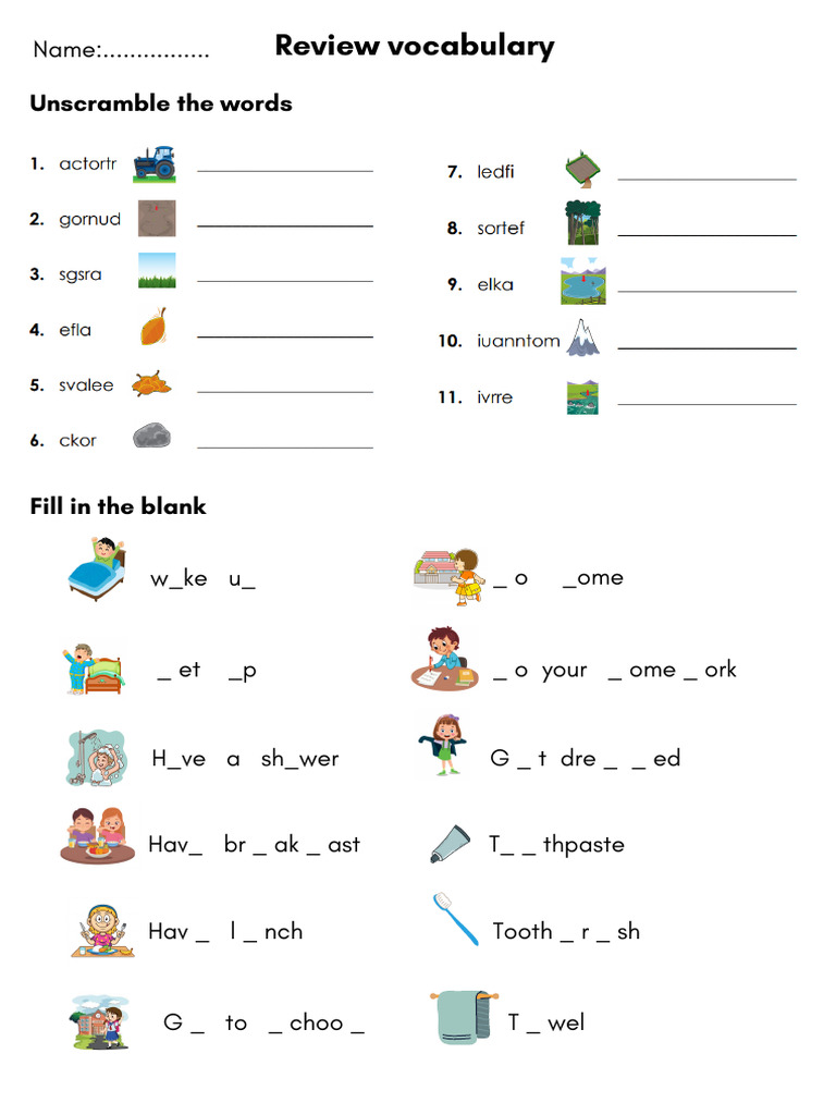 Vocabulary Review Activities | PDF