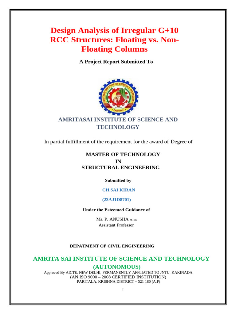 Design Analysis of G+10 RCC Structures | PDF | Earthquakes | Concrete