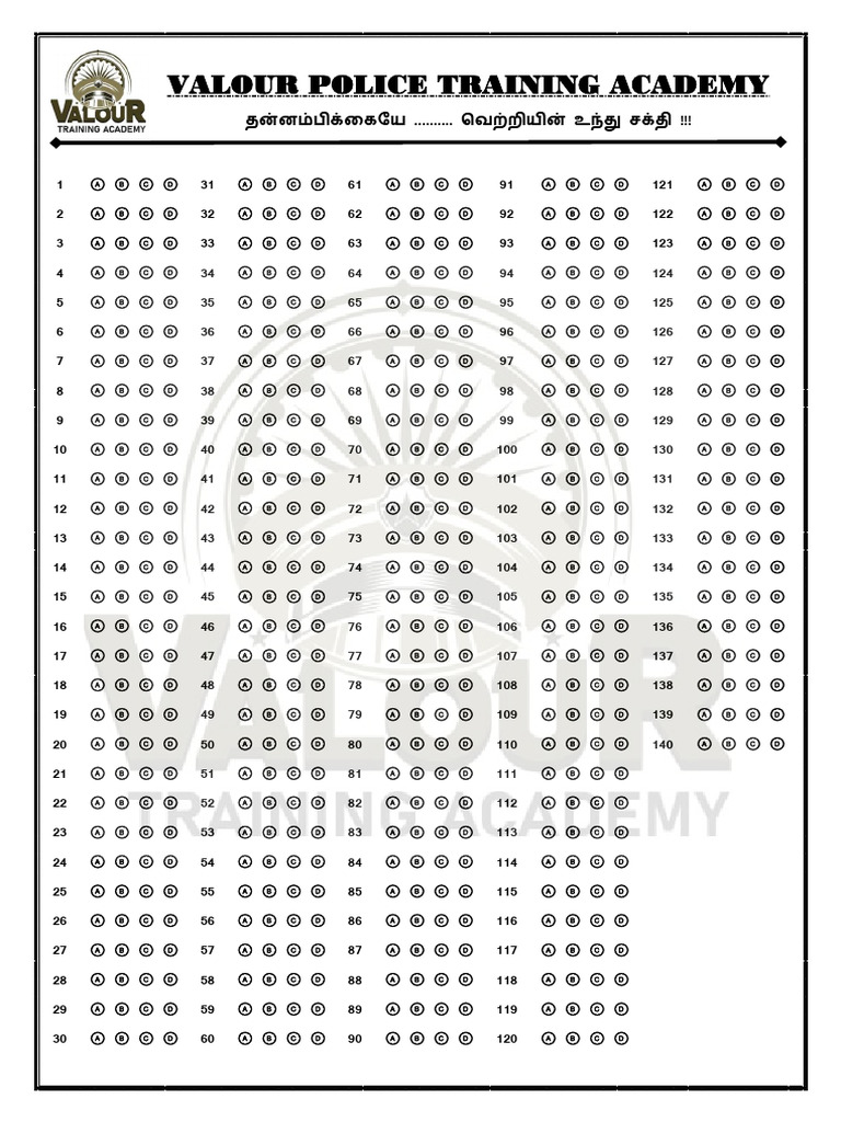 OMR Sheet for 140 Questions PDF | PDF