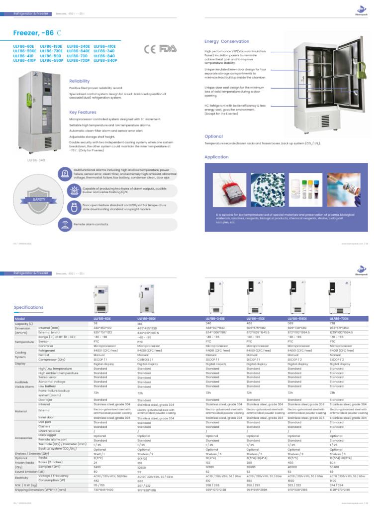 Ultra-Low Temperature Freezers Guide | PDF | Refrigerator | Temperature
