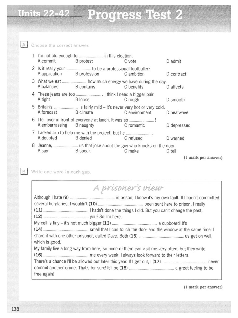 Progress Test 2 Grammar B1 | PDF