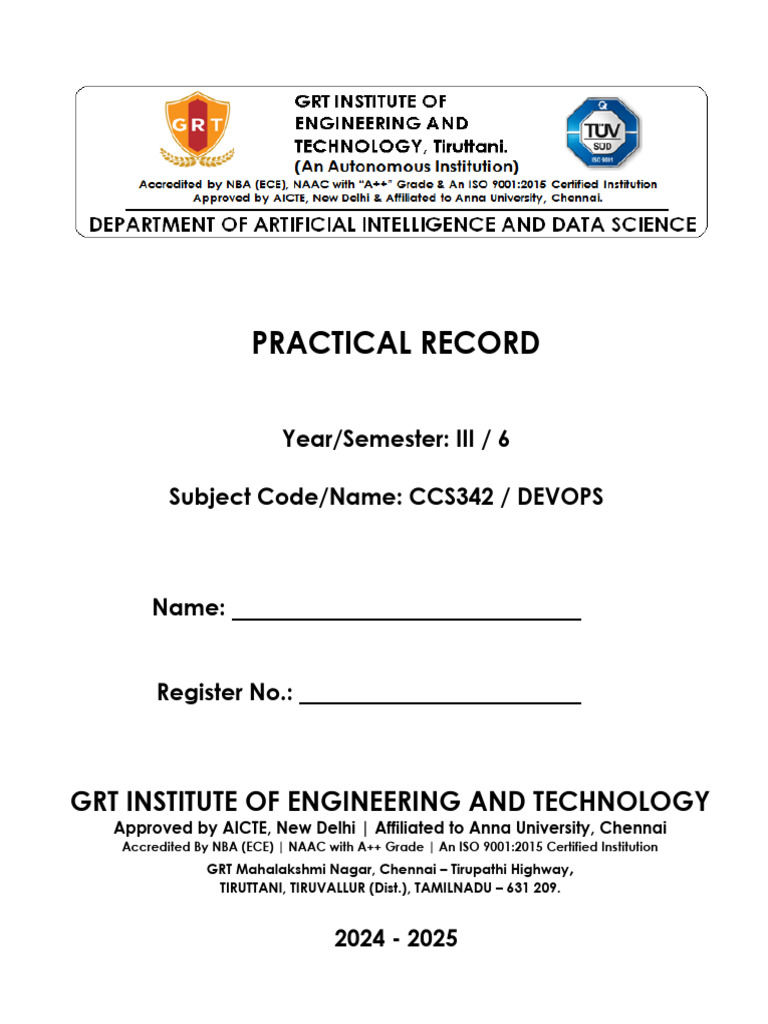 DevOps Practical Record 2024-2025 | PDF