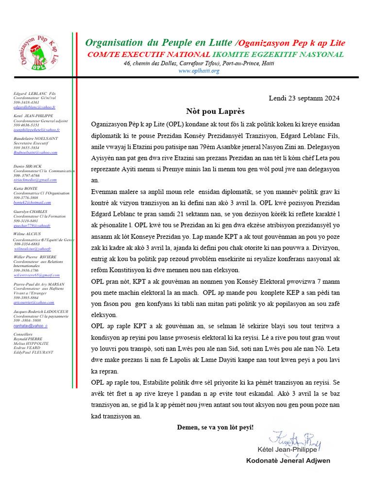 Nòt Pou Laprès OPL - 1 | PDF