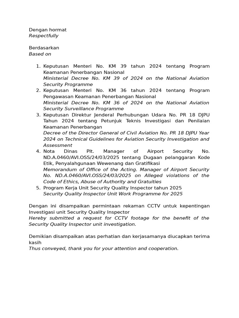 Request for CCTV Footage for Investigation | PDF