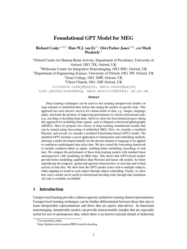 GPT2 Model for MEG Data Analysis | PDF | Spectral Density | Mean ...