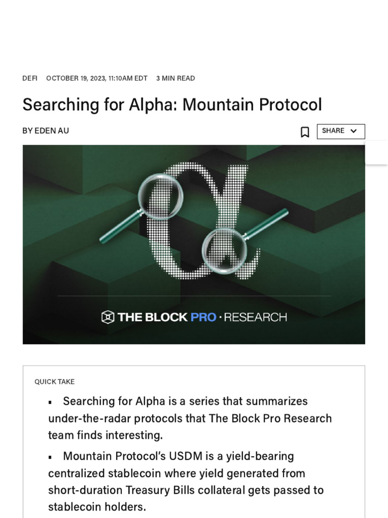 Mountain Protocol's Yield-Bearing USDM | PDF | Money | Economies