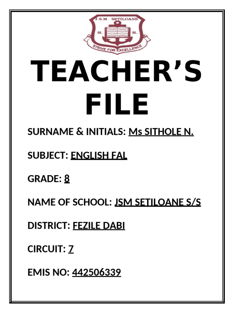 Cover Page Teachers File | PDF