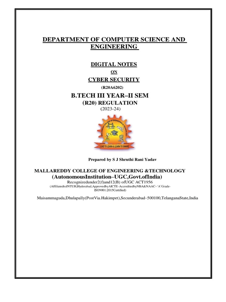 Cyber Security Unit 1 | PDF