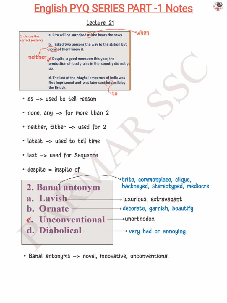 Day 21 - English Pyq Series | PDF