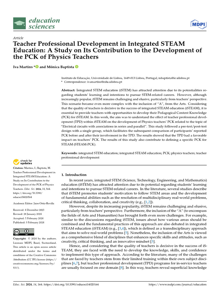 Teacher Development in Integrated STEAM Education | PDF | Knowledge ...