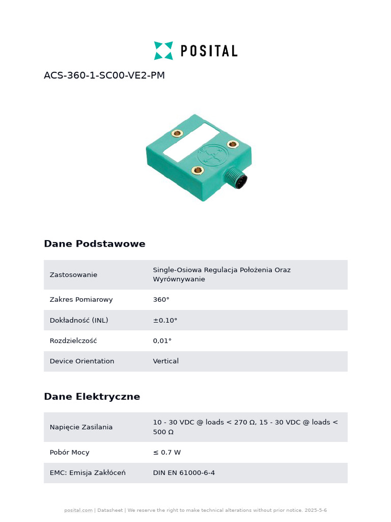 Inklinometr Posital Acs 360 1 Sc00 Ve2 PM PL | PDF