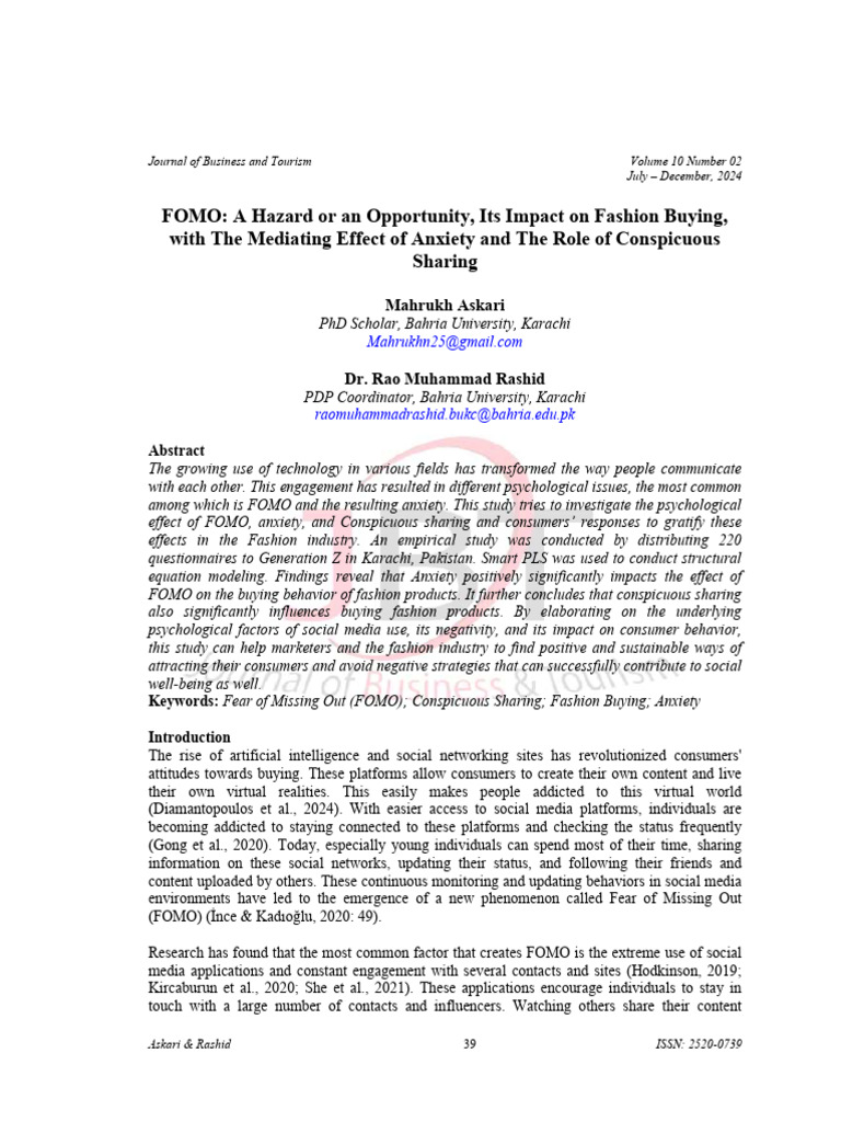 Fear of Missing out (FOMO): Implications for Employees and Job ...