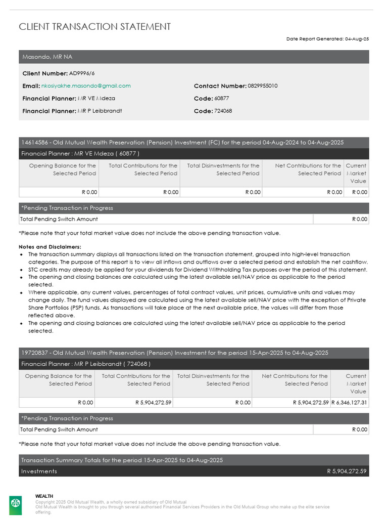 Client Transaction Statement Summary | PDF | Dividend | Taxes