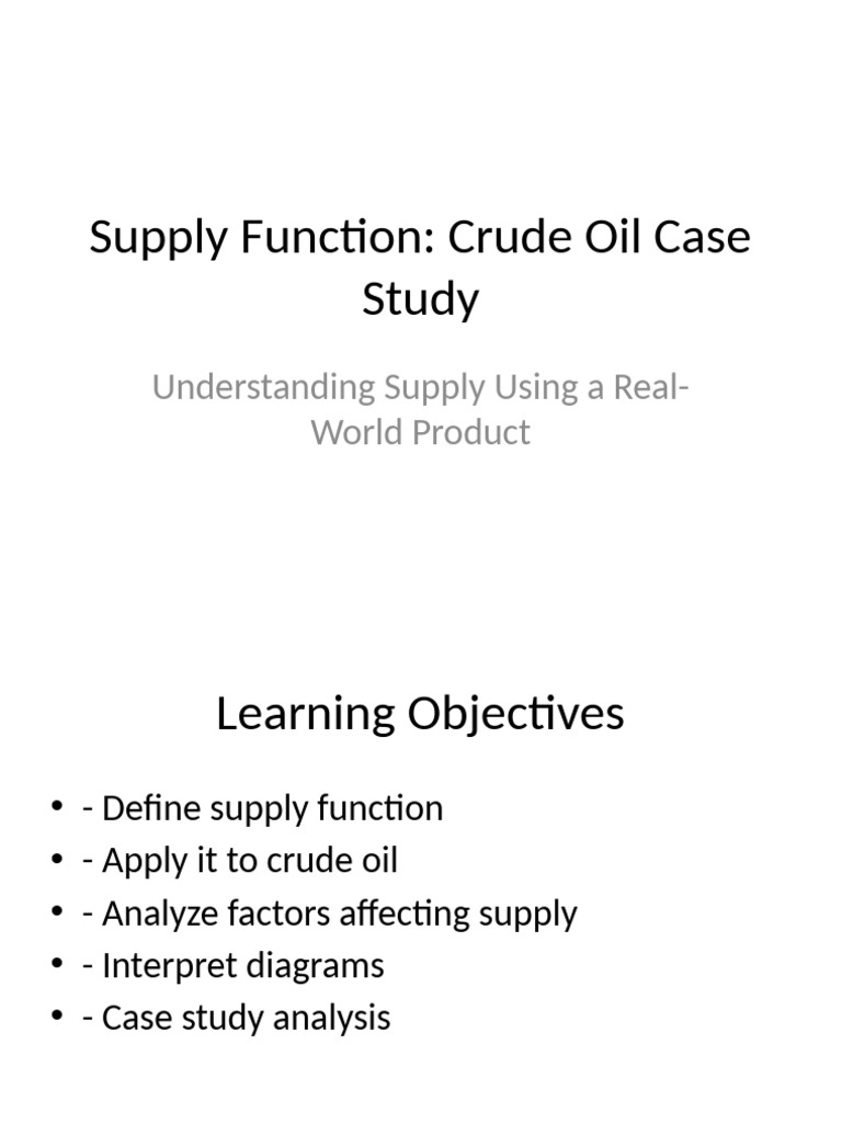 Supply Function Crude Oil Module | PDF