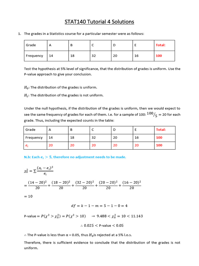 Statistical Hypothesis Testing Solutions | PDF | P Value | Scientific ...