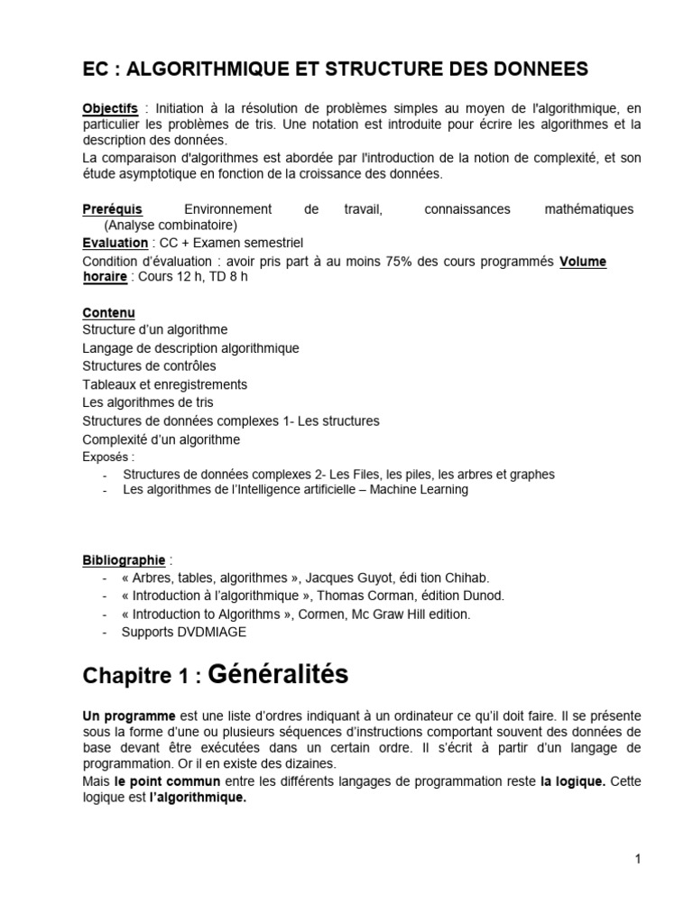 Introduction à l'algorithmique et données | PDF | Structure de contrôle ...