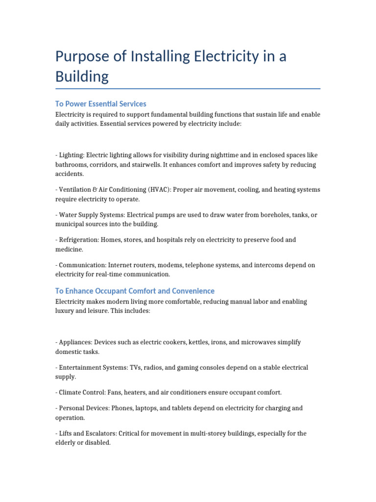 Importance of Electrical Installations | PDF | Electricity