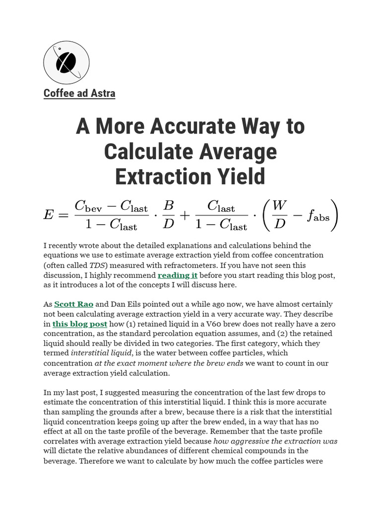 Accurate Coffee Extraction Yield Calculation | PDF