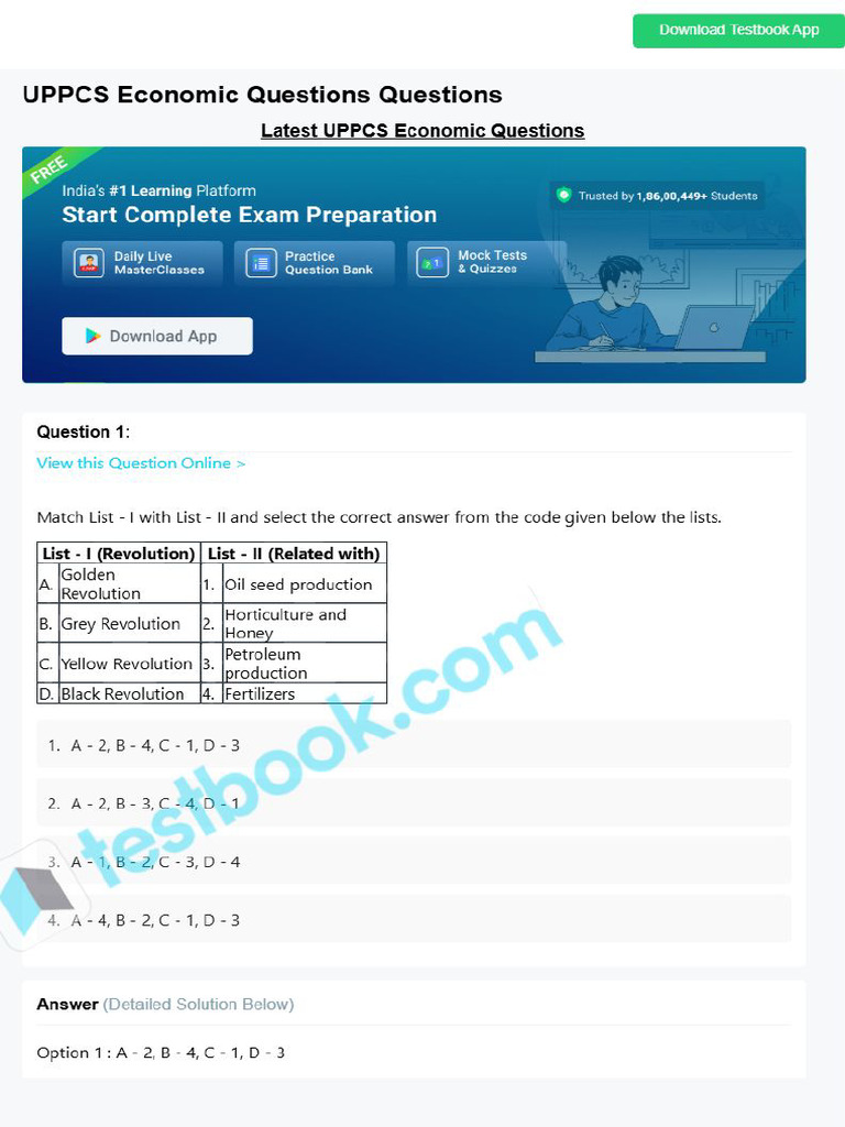 Uppcs Economic Questions 659b9e4b884cad7512253964 | PDF