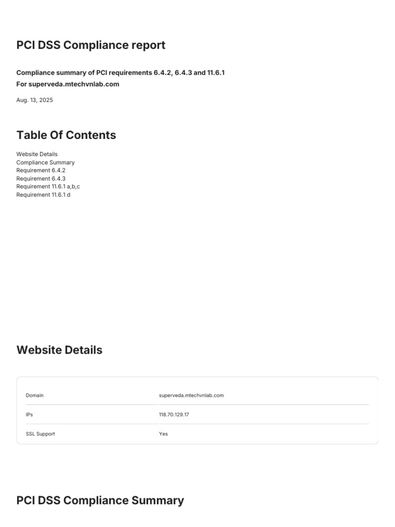 PCI Compliance Report for superveda.mtechvnlab.com | PDF | Computing ...