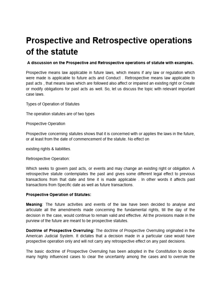 Prospective vs. Retrospective Statutes | PDF | Justice | Crime & Violence