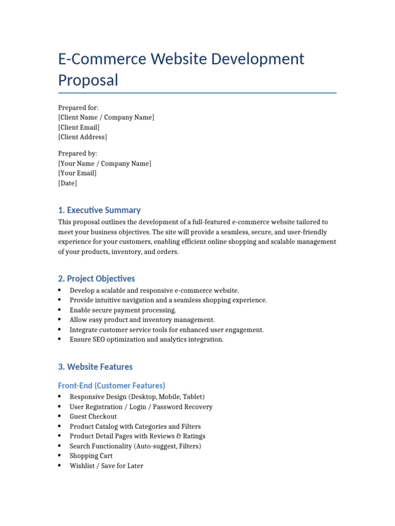 E-Commerce Website Development Proposal | PDF | Point Of Sale | Websites