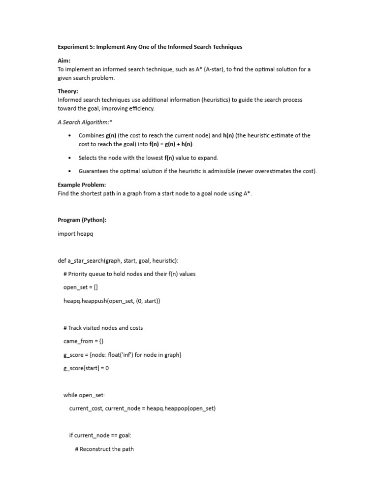 A* Algorithm for Optimal Pathfinding | PDF | Theoretical Computer ...