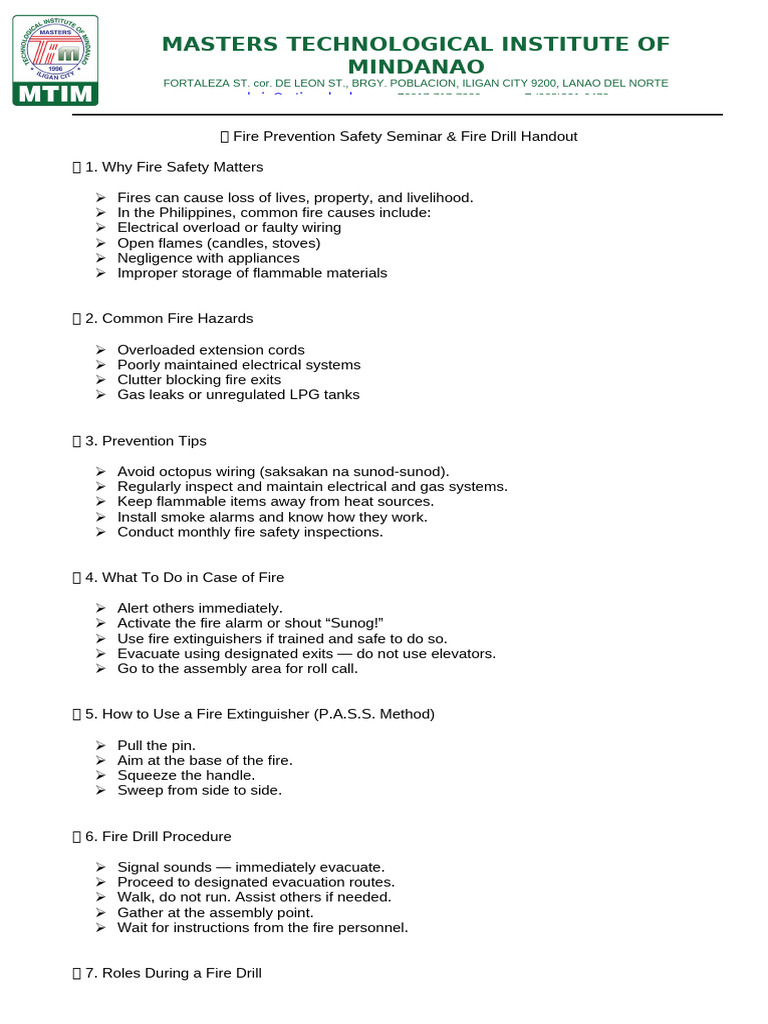 Fire Safety Seminar and Drill Guide | PDF | Fire Safety | Fires