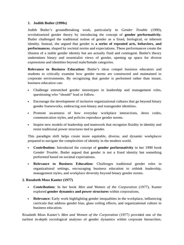 Gender Theory of Business Education | PDF | Gender | Gender Studies