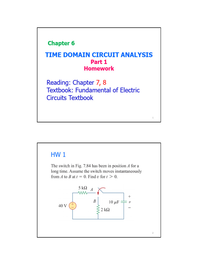 Ch6 Time Domain Circuit Analysis p1 HW | PDF