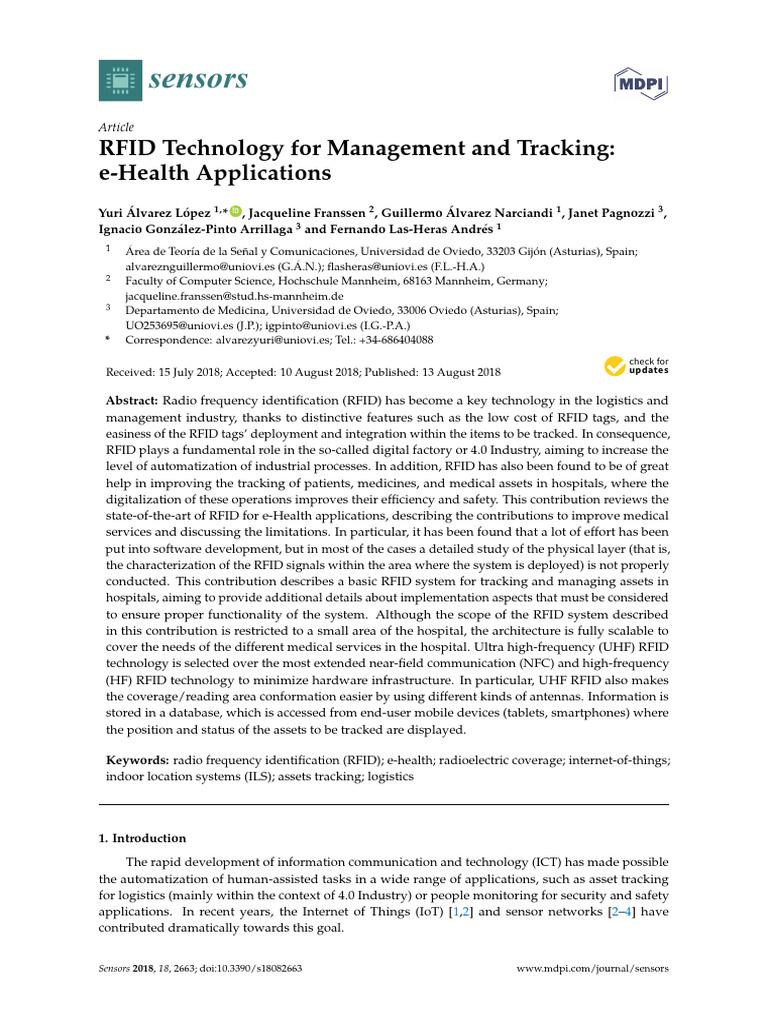 RFID in e-Health: Asset Tracking Solutions | PDF | Radio Frequency ...