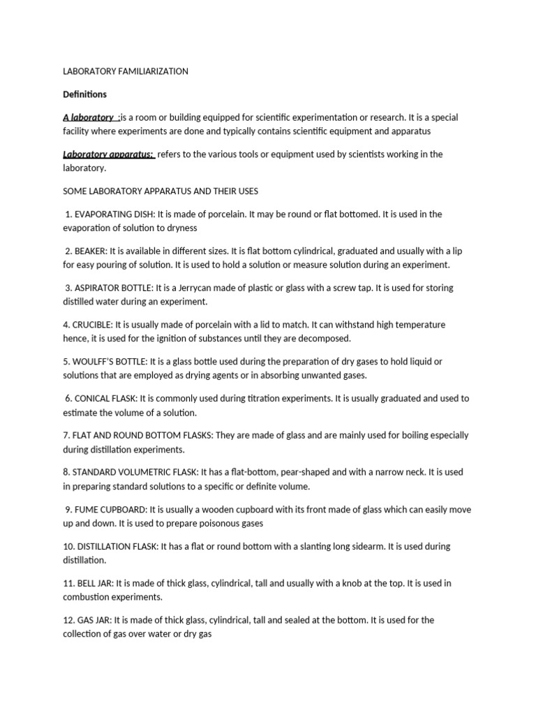 Laboratory Apparatus and Safety Guide | PDF | Distillation | Filtration