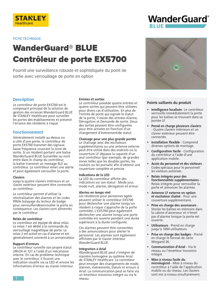 Contrôleur de porte EX5700 WanderGuard | PDF | Ascenseur