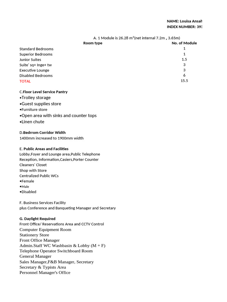 Hotel Facilities and Room Specifications | PDF | Home | Room