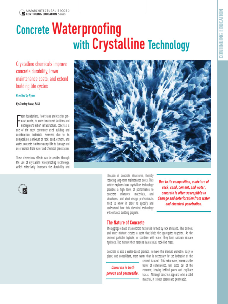 Crystalline Technology for Concrete Waterproofing | PDF | Concrete ...