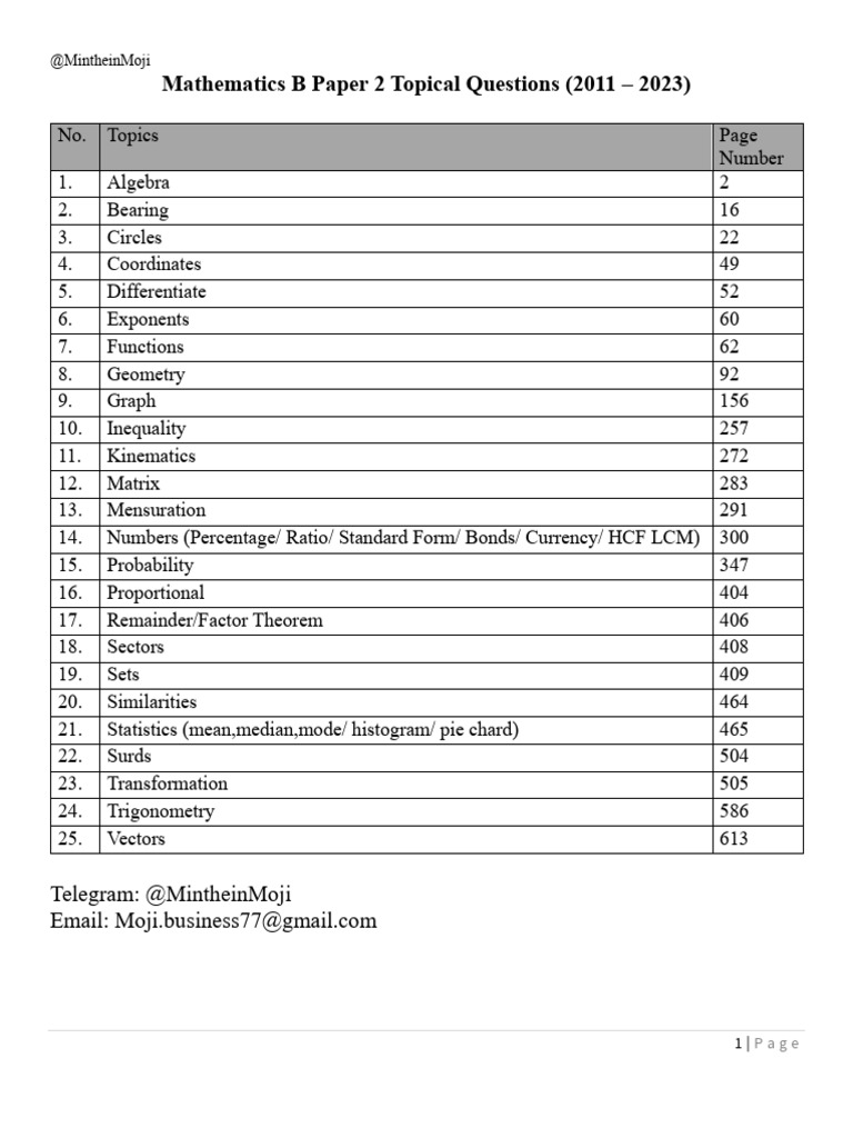 Mathematics B Paper 2 Questions 2011-2023 | PDF | Mathematics | Geometry