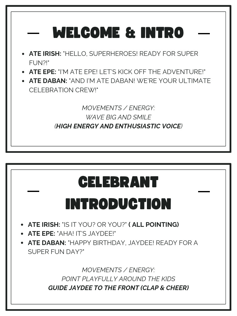 Superhero Birthday Party Script | PDF