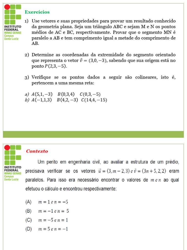 Propriedades e Exercícios de Vetores | PDF | Espaço vetorial | Vetor ...