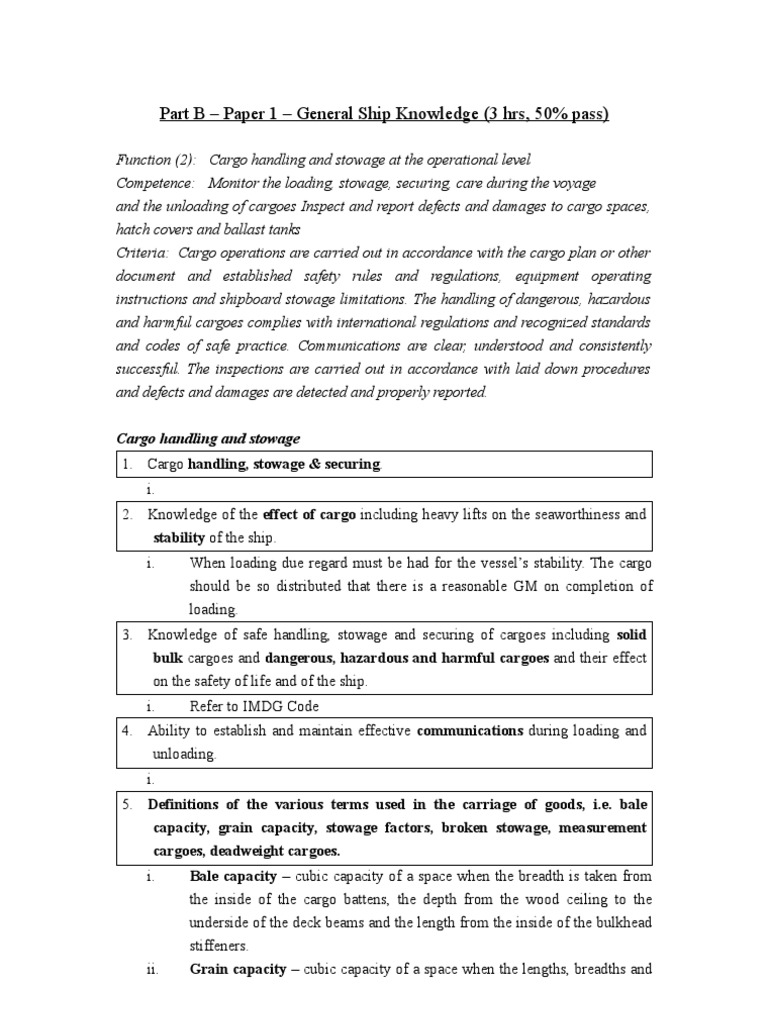Cargo Handling & Stowage Guide | PDF | Business