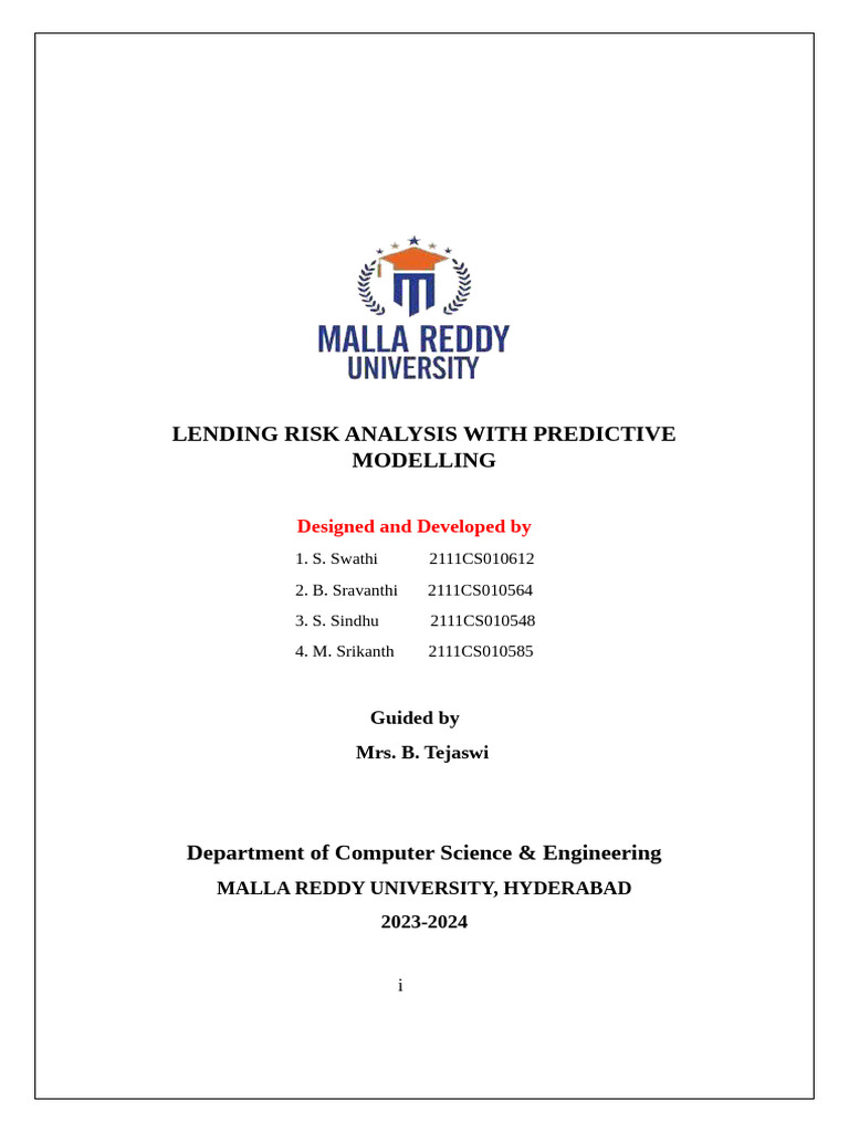 Lending Risk Analysis Using Predictive Models | PDF | Machine Learning ...