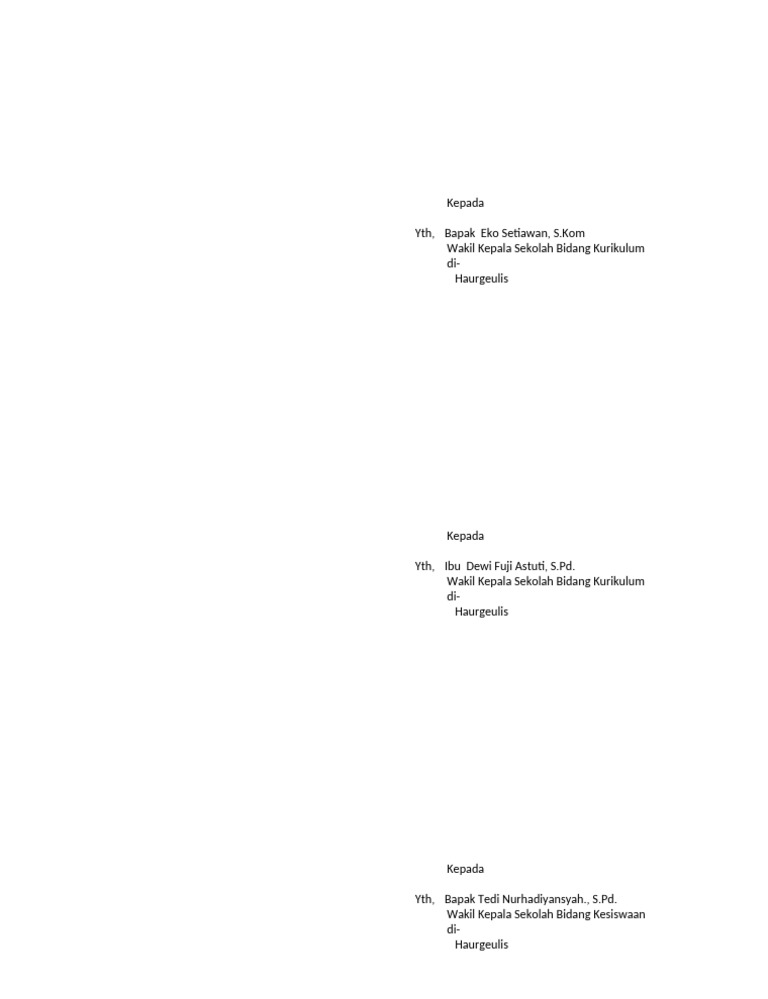 Format Envelope Ka Tu Dan Waka | PDF