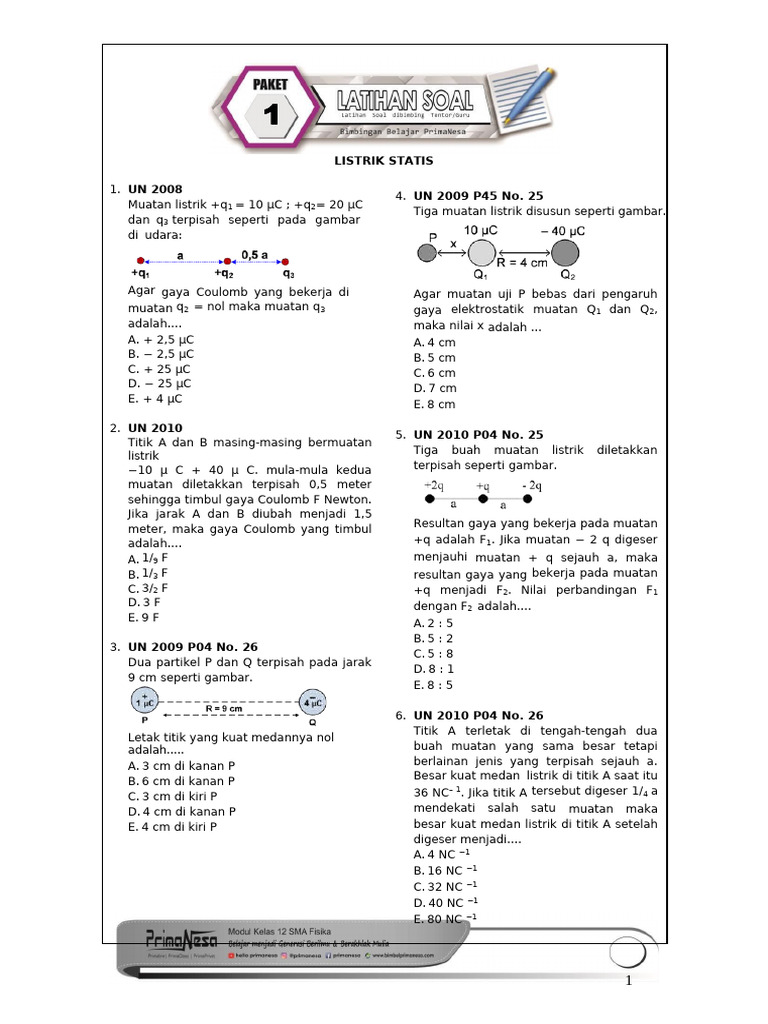 Soal Listrik Statis Kelas 9 | PDF