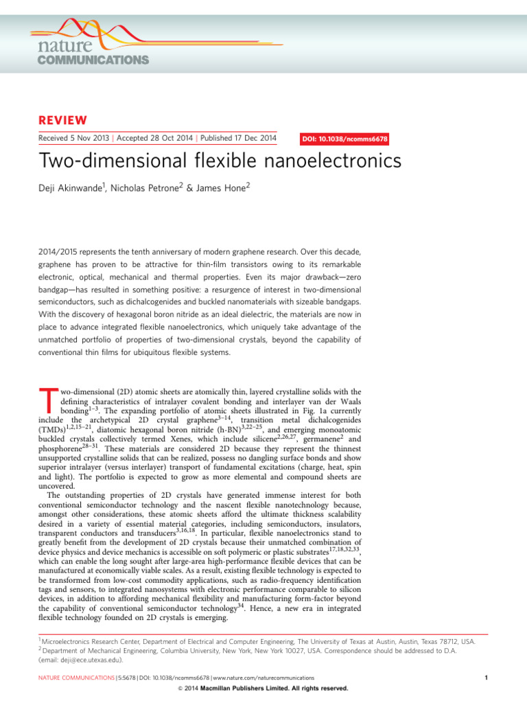 Advances in Flexible 2D Nanoelectronics | PDF | Graphene | Thin Film