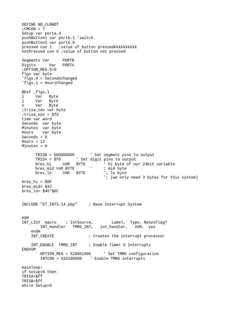 Timer Interrupt Clock Code | PDF | Computer Hardware | Software Engineering
