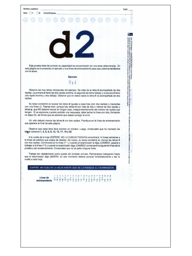 Test d2 Protocolo | PDF